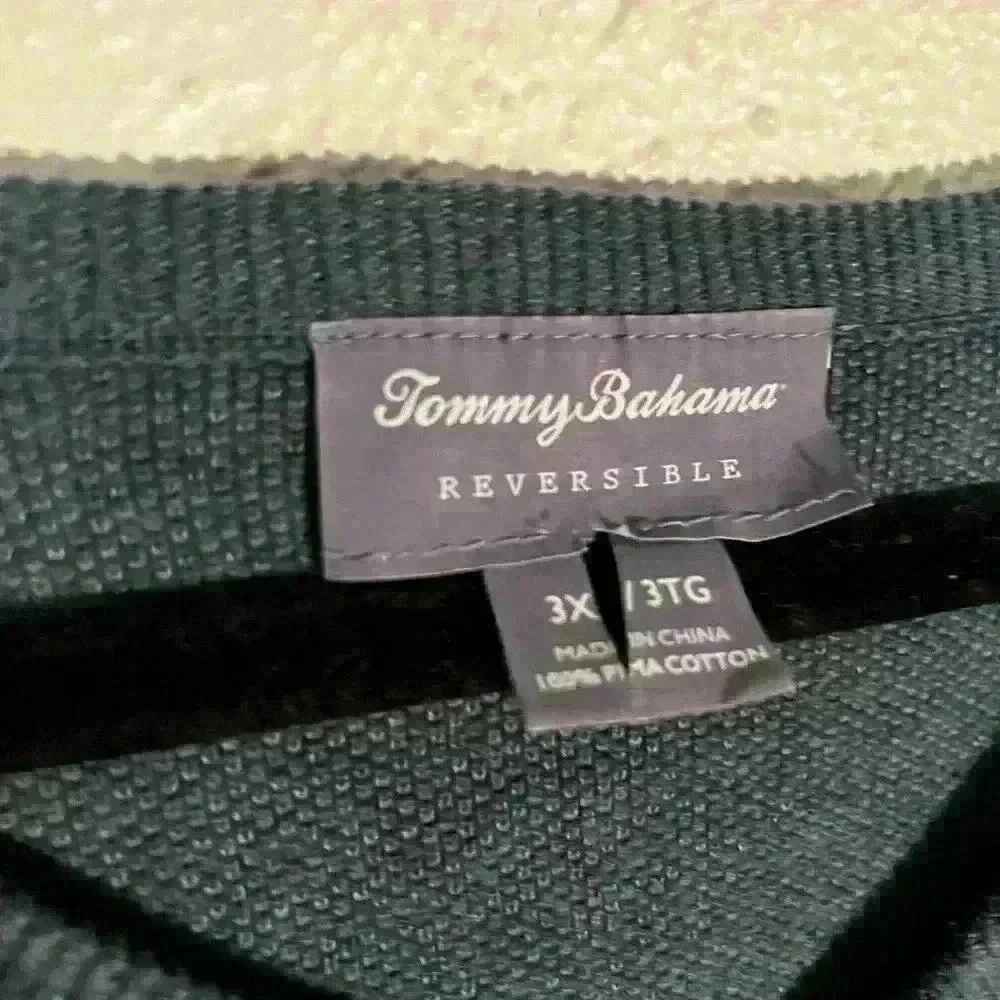 Tommy Bahama Men's Reversible V Neck Sweater Blue 100% Pima Cotton 3X